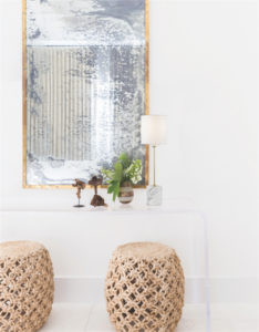 Pendant Lighting Modern FIONA Hudson Valley HL153201-PN on white console table with mirror and modern objects