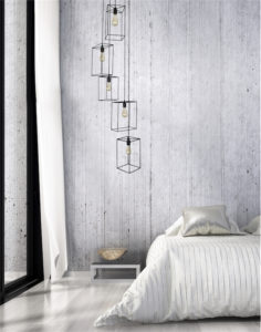 Pendant Lighting iL IL002-1005BK in an industrial style bedroom with concrete wall silk cushion near the window