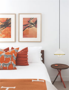 Pendant Lighting Modern MARNIE Hudson Valley H139701L-PN-BK in the colorful bedroom above the bedside table