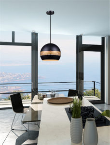 Pendant Lighting Modern Ulextra P562-20-BK in the kitchen above the table with water views