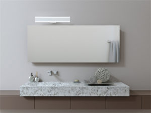 Wall Sconce Lighting bathroom Modern DALS SWS36-3K installed horizontally above a mirror