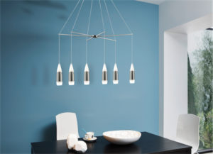 Pendant Lighting Modern SANTIGA EGLO 39327A in the kitchen with blue wall