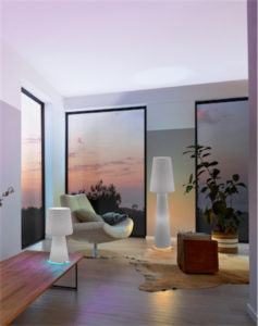 Table lamp Modern CARPARA Eglo 97122A lit in the living room with a warm atmosphere