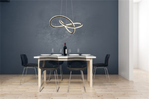Pendant Lighting Modern ZOLA Canarm LCW155A21BK above a black dining room table
