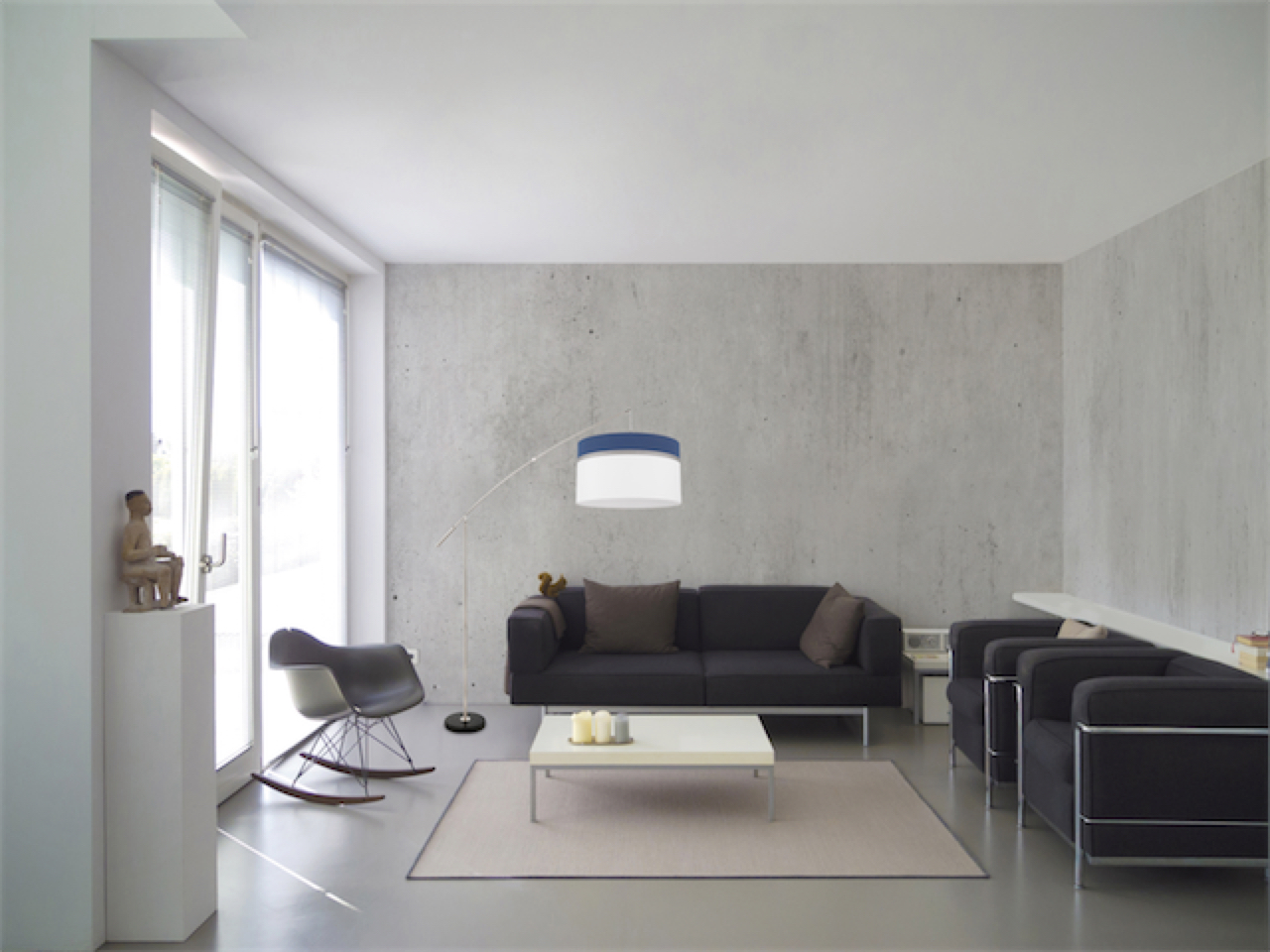 Floor lamp NADINA 1 39368A in a living room with concrete walls
